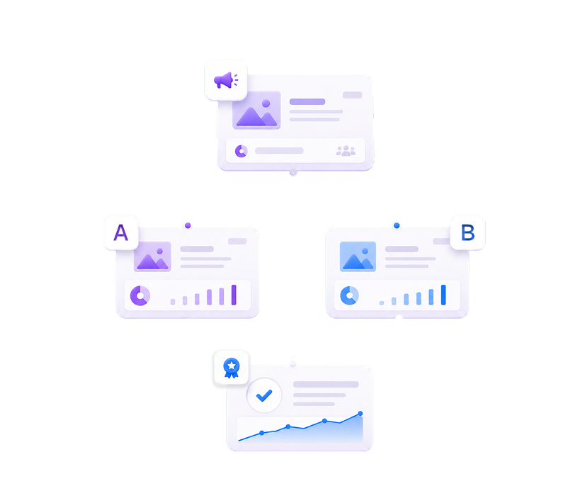 Experiments module overview illustrating the end-to-end decision journey